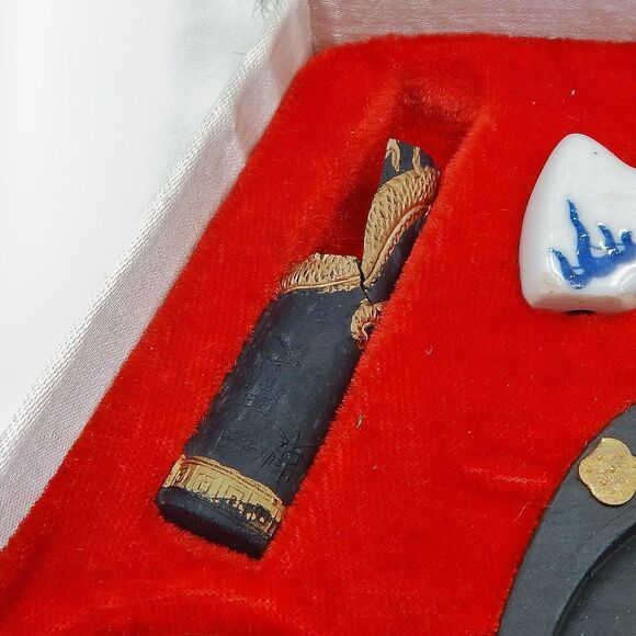 Asian Japanese Sumi E Calligraphy Set Box Drawing Brushes Inkstone Stone Seal - Picture 8 of 14